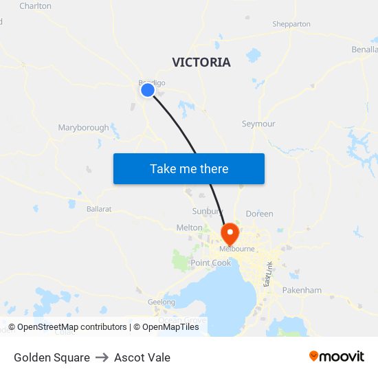 Golden Square to Ascot Vale map