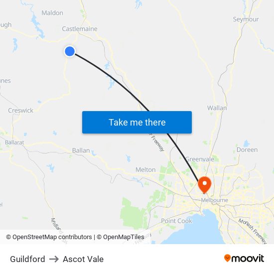 Guildford to Ascot Vale map