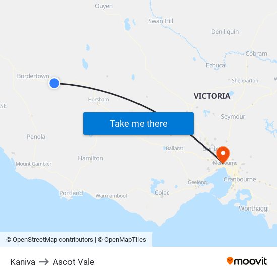 Kaniva to Ascot Vale map