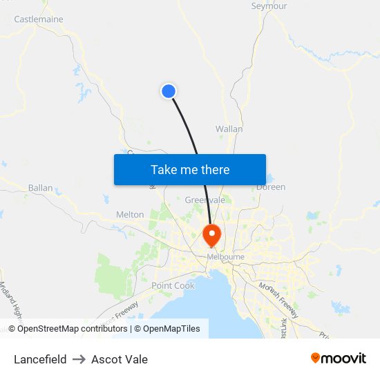 Lancefield to Ascot Vale map