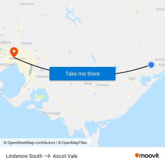 Lindenow South to Ascot Vale map