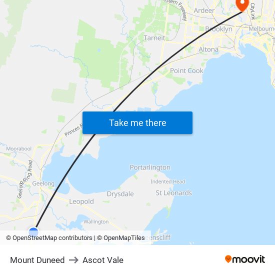 Mount Duneed to Ascot Vale map