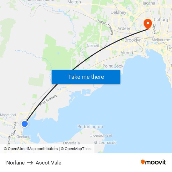 Norlane to Ascot Vale map