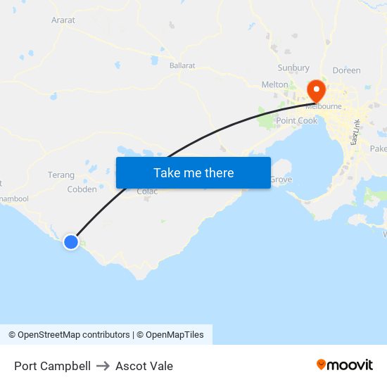 Port Campbell to Ascot Vale map