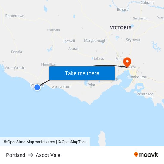 Portland to Ascot Vale map