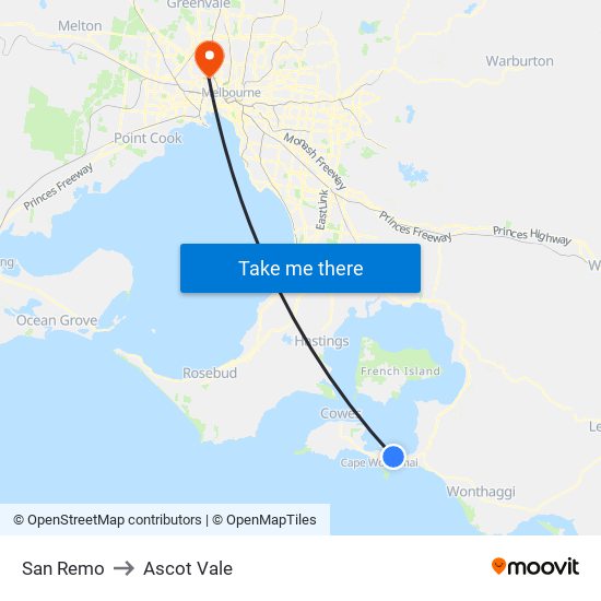 San Remo to Ascot Vale map