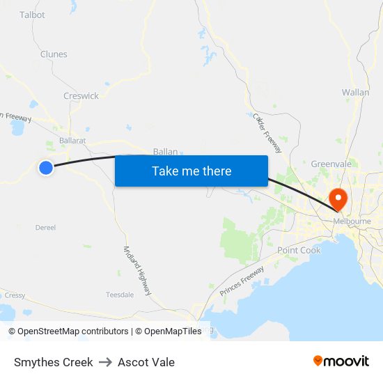 Smythes Creek to Ascot Vale map