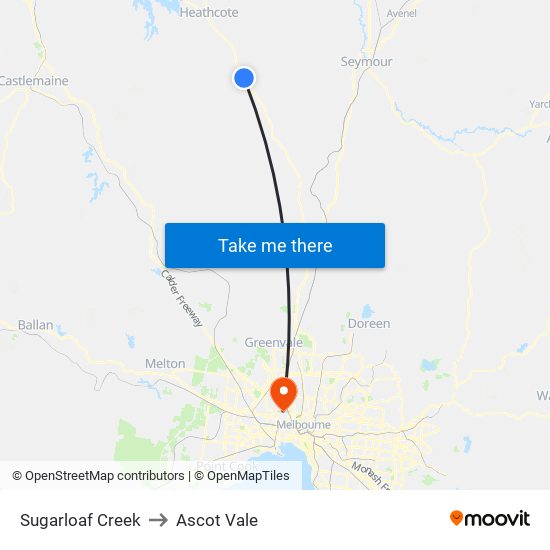 Sugarloaf Creek to Ascot Vale map