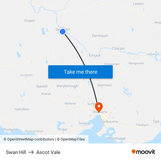 Swan Hill to Ascot Vale map