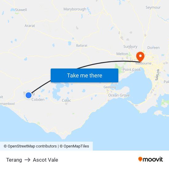 Terang to Ascot Vale map