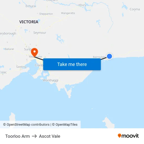 Toorloo Arm to Ascot Vale map