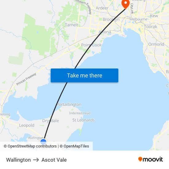 Wallington to Ascot Vale map