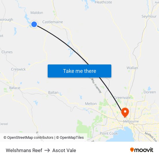 Welshmans Reef to Ascot Vale map