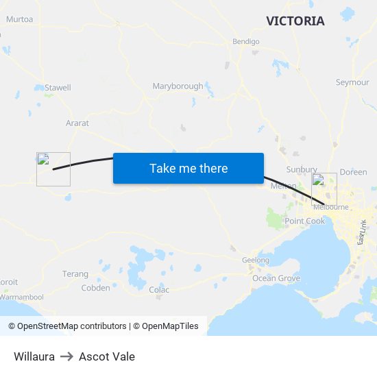 Willaura to Ascot Vale map