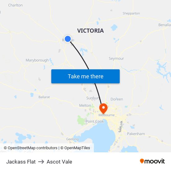 Jackass Flat to Ascot Vale map