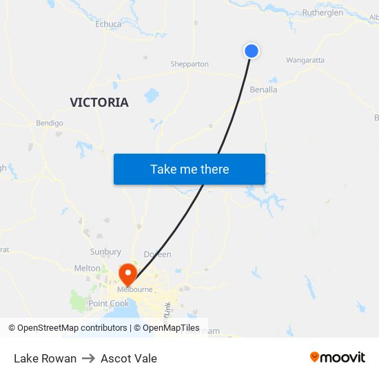 Lake Rowan to Ascot Vale map