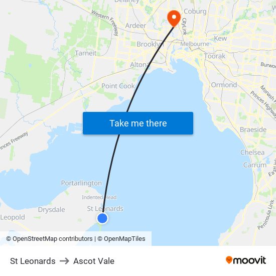 St Leonards to Ascot Vale map