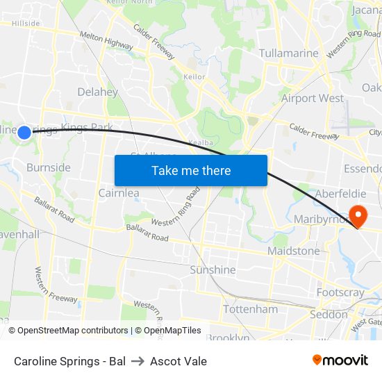 Caroline Springs - Bal to Ascot Vale map