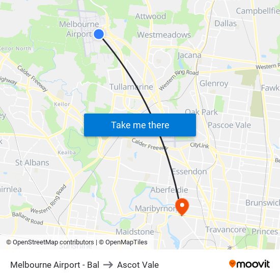 Melbourne Airport - Bal to Ascot Vale map