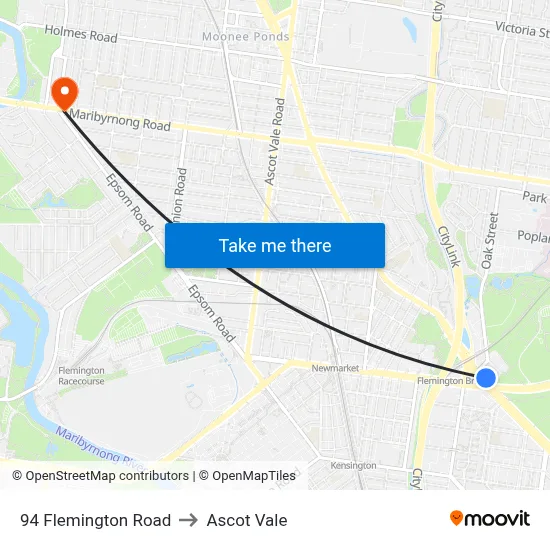 94 Flemington Road to Ascot Vale map