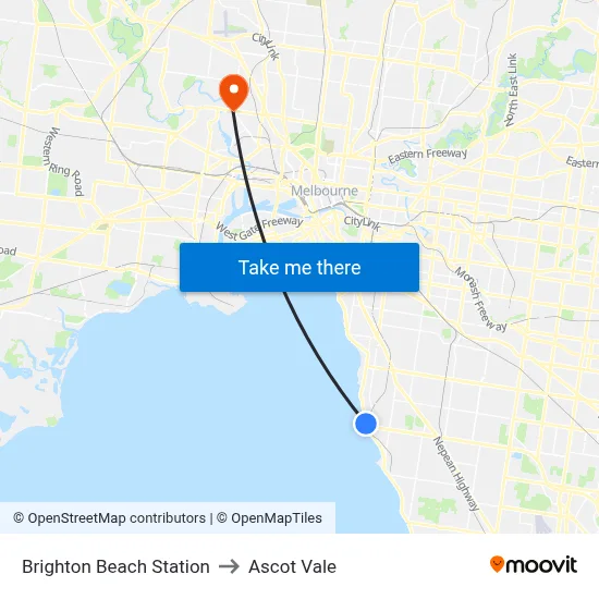 Brighton Beach Station to Ascot Vale map