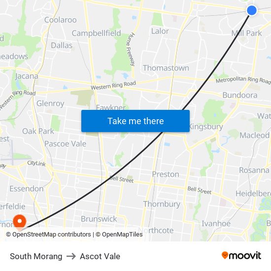 South Morang to Ascot Vale map