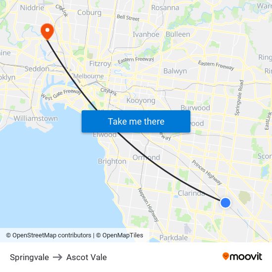Springvale to Ascot Vale map