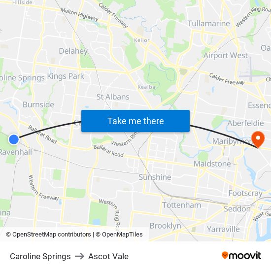 Caroline Springs to Ascot Vale map