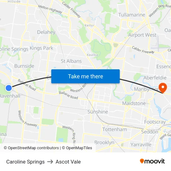Caroline Springs to Ascot Vale map