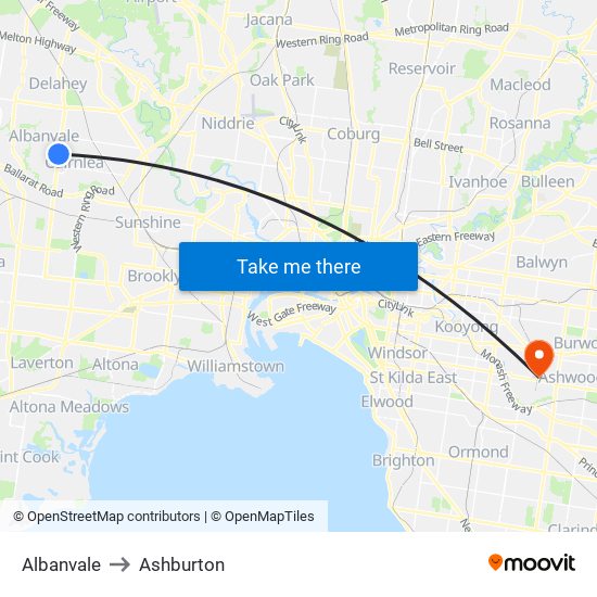 Albanvale to Ashburton map