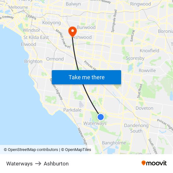 Waterways to Ashburton map