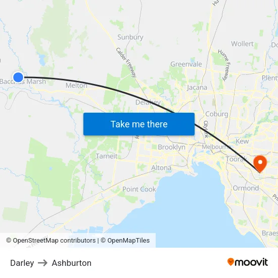 Darley to Ashburton map