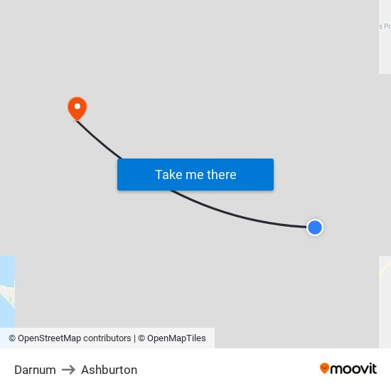 Darnum to Ashburton map