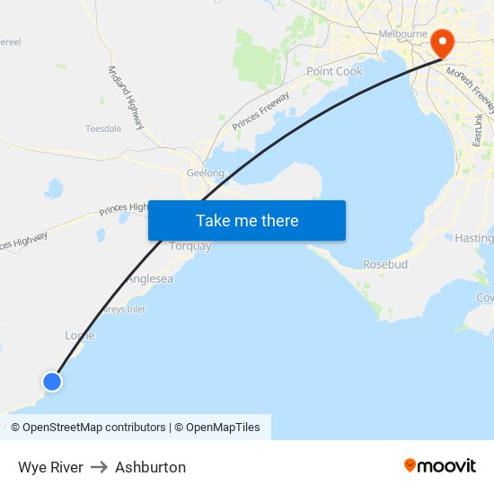 Wye River to Ashburton map