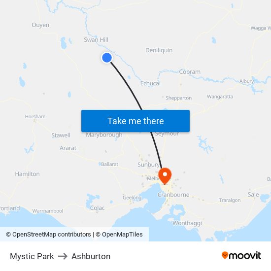 Mystic Park to Ashburton map