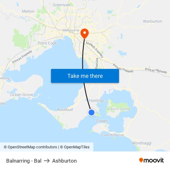 Balnarring - Bal to Ashburton map