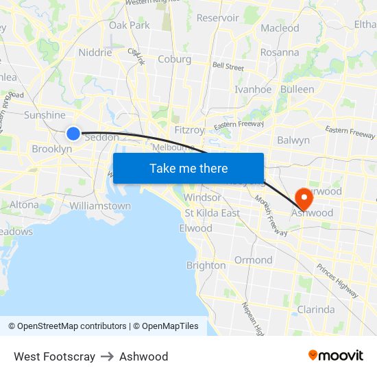 West Footscray to Ashwood map