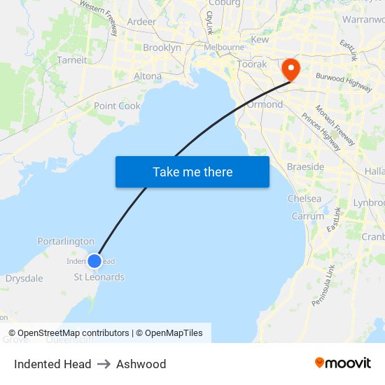 Indented Head to Ashwood map