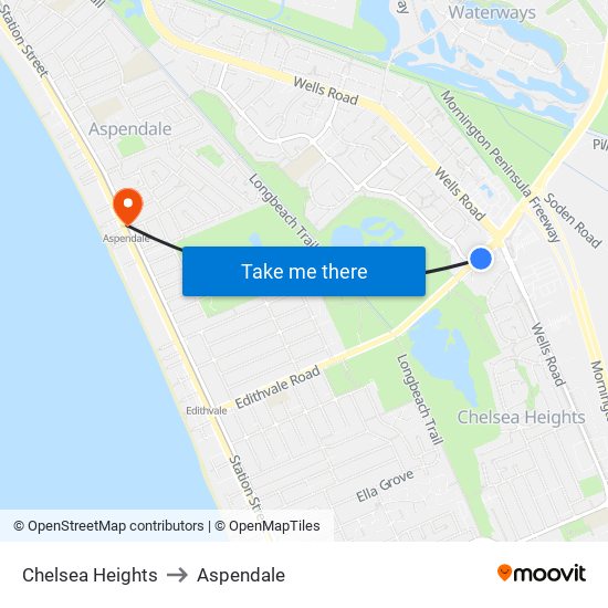 Chelsea Heights to Aspendale map