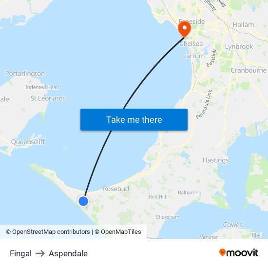Fingal to Aspendale map