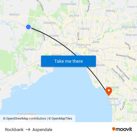 Rockbank to Aspendale map