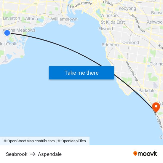 Seabrook to Aspendale map