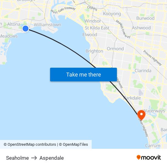 Seaholme to Aspendale map