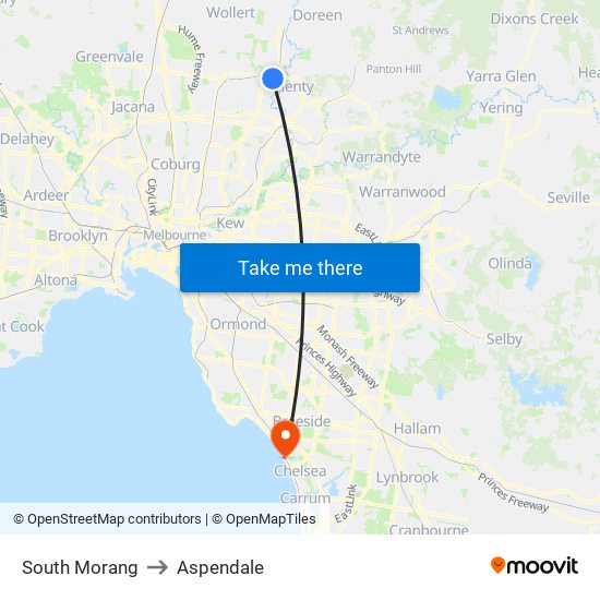 South Morang to Aspendale map