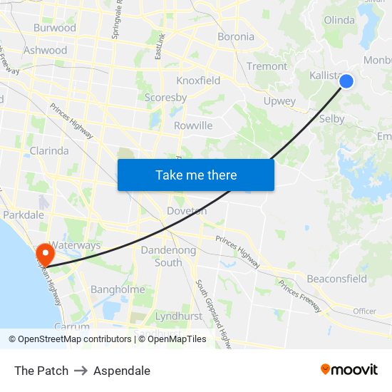 The Patch to Aspendale map