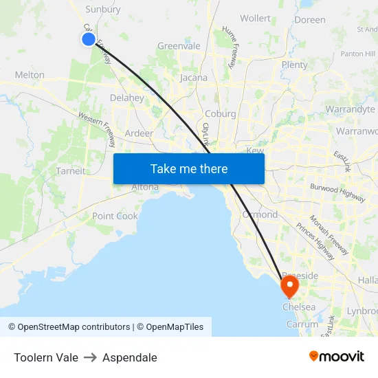 Toolern Vale to Aspendale map