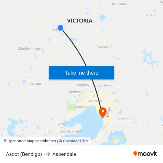 Ascot (Bendigo) to Aspendale map