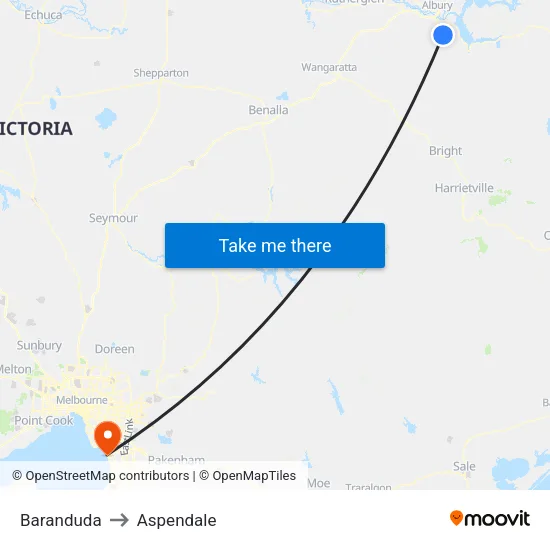 Baranduda to Aspendale map