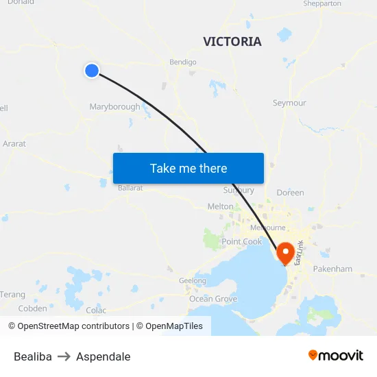 Bealiba to Aspendale map