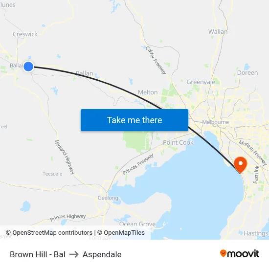 Brown Hill - Bal to Aspendale map